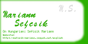 mariann sefcsik business card